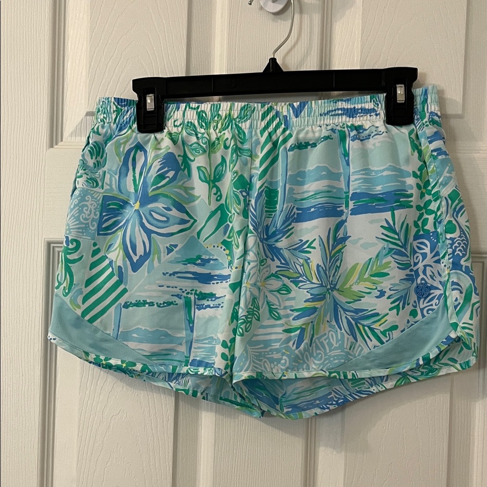 Lilly Pulitzer Tropical Blue and Green Athletic Shorts